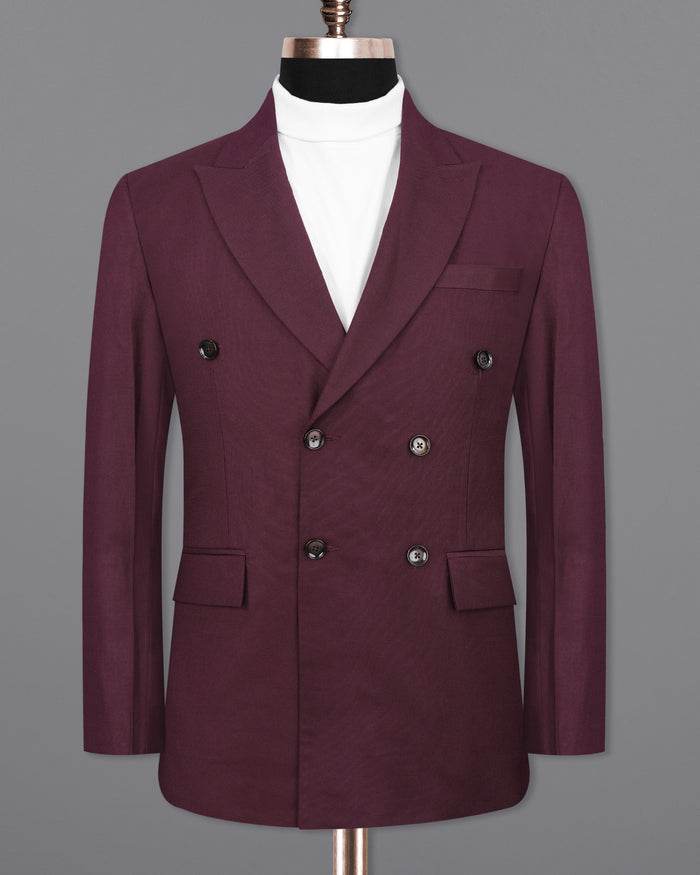 

Cocoa Bean Maroon Double Breasted Blazer 46