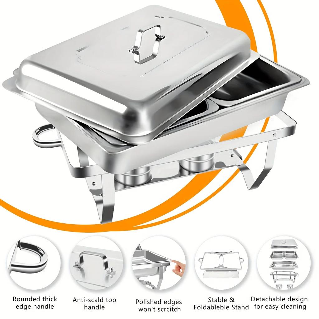 1/2/4/6/8 Pack 8QT Half Pan Stainless Steel Food Warmer Chafer Complete Set Perfect  Party Catering, Buffet,  Food Warm
