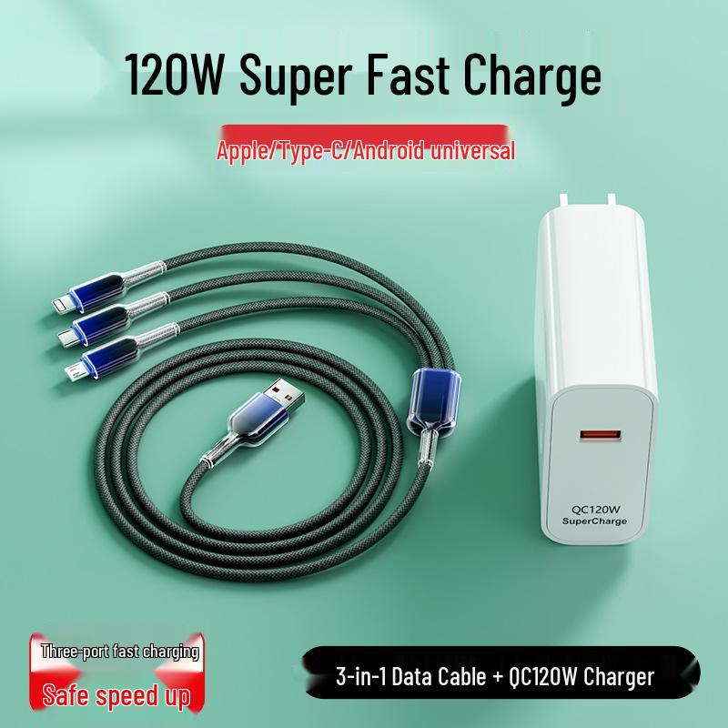 3-in-1 Fast Charging Cable for Apple, Huawei, Xiaomi Devices