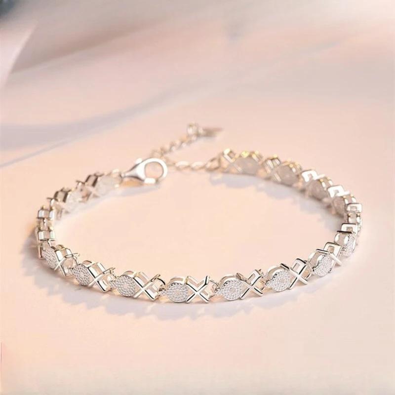 925 Silver Heart Shaped Bracelet For Women Sweet Girl Retro Korean Love Heart Zircon Charm Bracelets Party Jewelry Gift