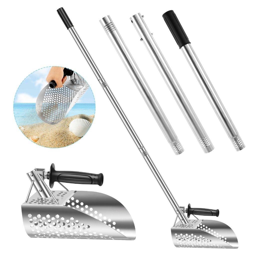 304 Beach Fast Sifting Metal Detector Scoop Stainless Steel Beach Sand Scoop Portable Treasure Hunting Scoop Metal Detecting Tool
