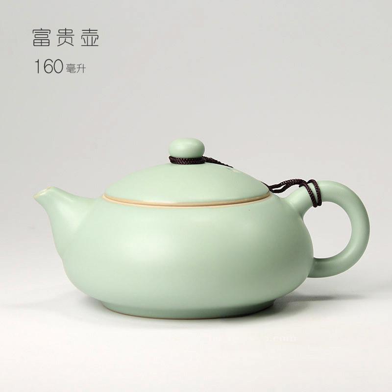 Celestial Green Ru Kiln Teapot High-grade Imitation Song Ru Porcelain Small Pot Retro Hand Grab Pot Ceramic Kung Fu Tea Set