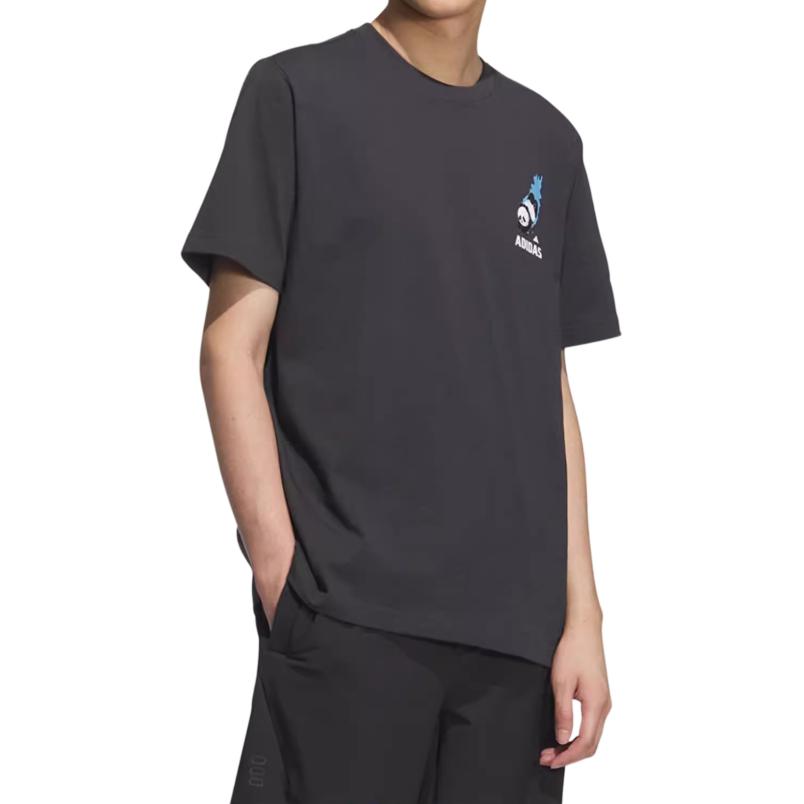 Adidas SS25 Fashion Soft Versatile Short Sleeve T-Shirt Men Tops Carbon-Black KC0975