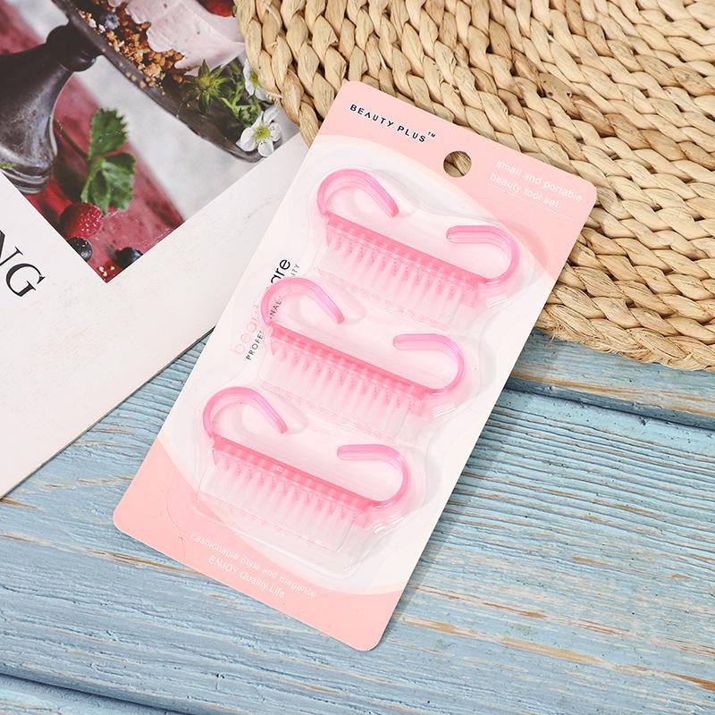 

Portable Plastic Nail Art Cleaning Brush - Compact Dust and Household Horn Brush Pink