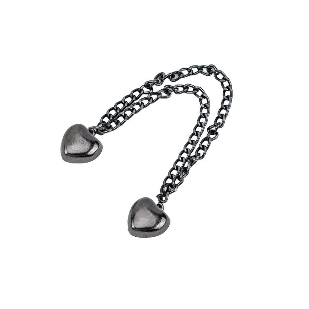 

Multi-Function Shorten Trouser Clip Metal Tassel Chain Cuff-link Leg Cuff Fixing Pin Clothes Black Heart