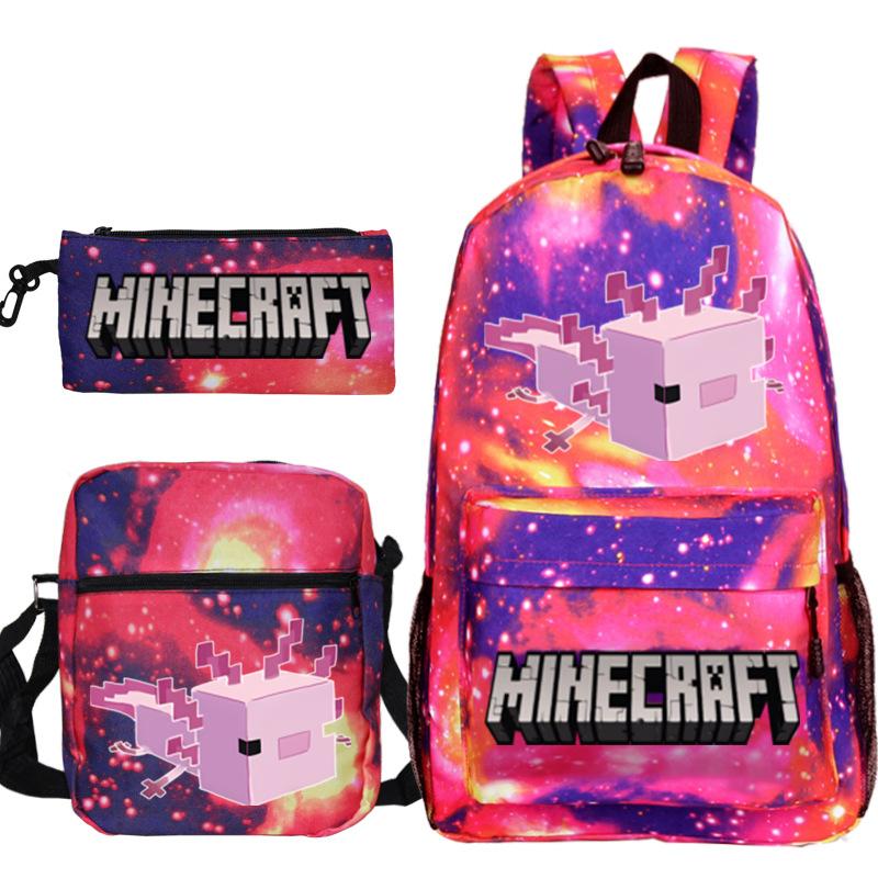 Game Minecraft Printed Children'S School Bag Oblique Span Bag Stationery Pencil Bag Student Backpack Set