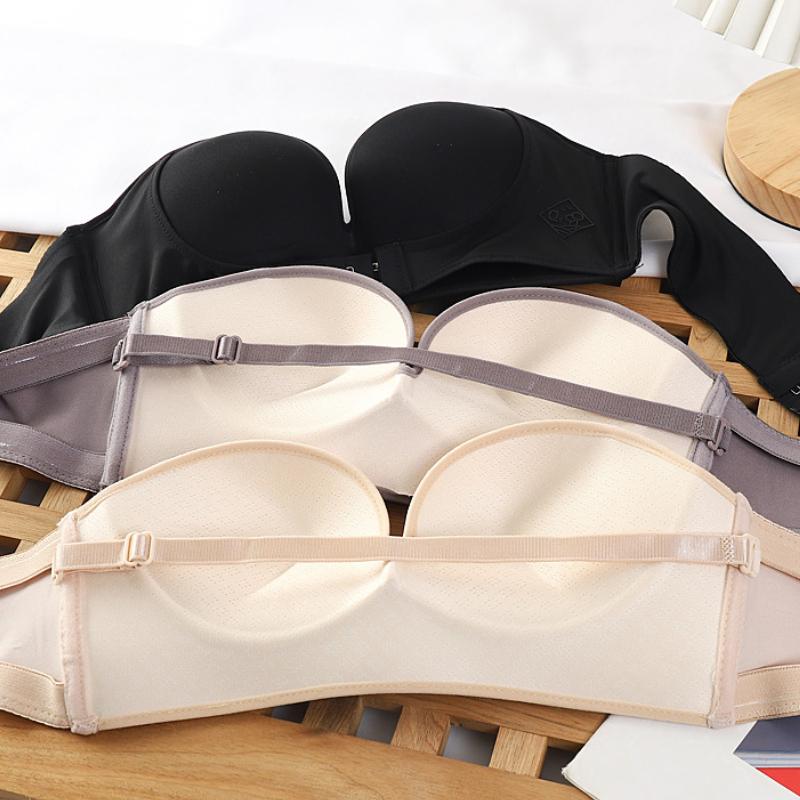 3/4 Cup Strapless Bra Women's Invisible Push-up Bra Anti-sagging No Steel Ring Underwear Beautiful Back Lingerie