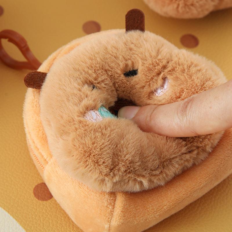 New Creative Capybara Anime Plush Coin Purse Fashion Kawaii Mini Coin Purse Round Cartoon Bags Pendant
