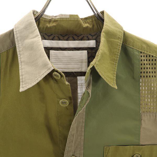 WHITE MOUNTAINEERING made in Japan Long sleeve patchwork shirt 1 Khaki Men's Used