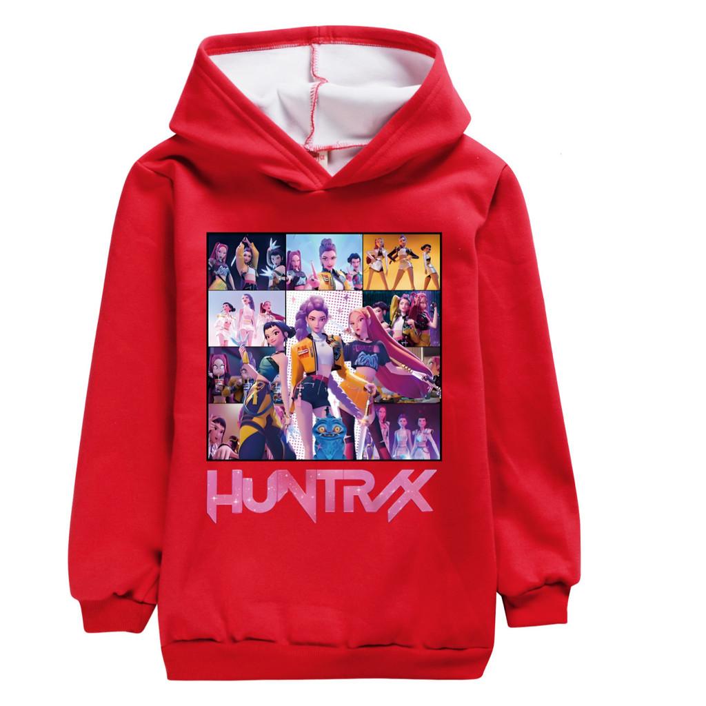 

5000 Kids Girls Kpop Rumi Zoey Mira Print Long Sleeves Velvet Warm Hoodie Hooded Sweatshirt 170cm червоний