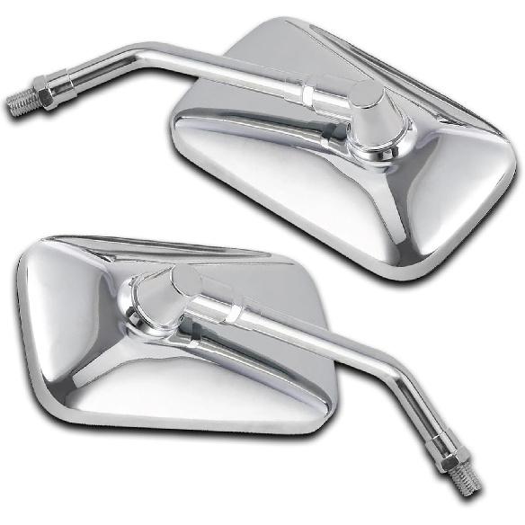 DREAMIZER 10MM Chrome Motorcycle Mirror Universal Rectangle Motorcycle Rear View Mirrors Compatible for Shadow Magna 750 Spirit 1100 Vulcan VN 500 Chrome#2