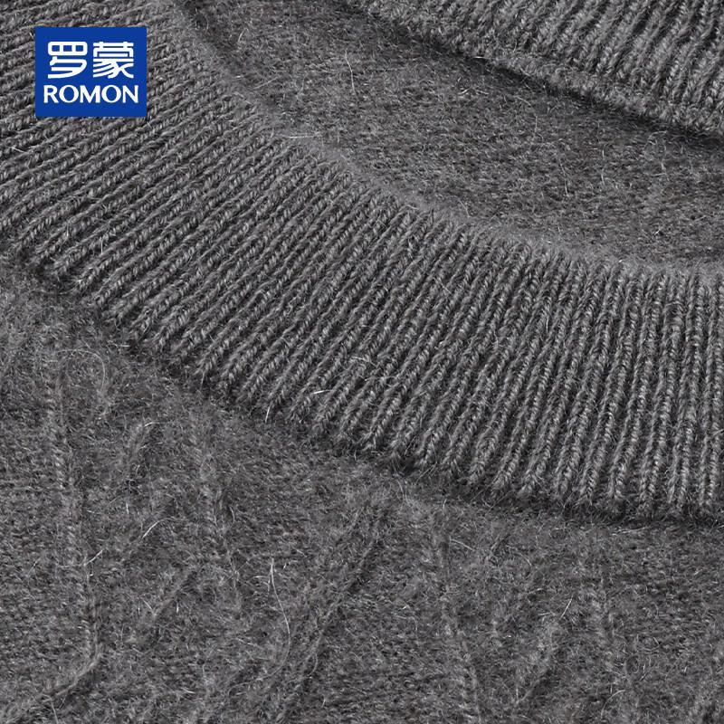 ROMON Men's Thick Round Neck 100% Cashmere Cable Knit Sweater