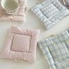 Vintage Hand Made Coaster Korean Style Checked Pattern Cotton Coaster Aesthetic Design Soft Placemats Kitchen Accessory