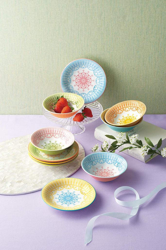 Misato Pottery Disney Pale Tone Plate Set Boxed Made In Japan Red Blue Yellow Green Orange 3278-02 Plate/164×24mm