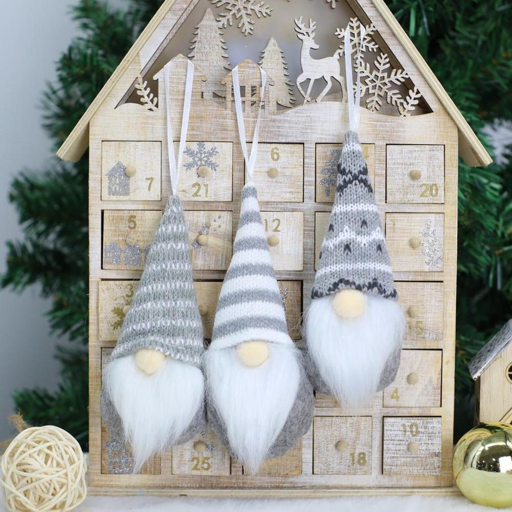 Weihnachtsgnom-Ornamente Weihnachtsgnom-Ornament-Set mit Anhänger für gesichtslose Puppe Lanyard Strickmütze Festliche Feiertagsdekoration für Zuhause