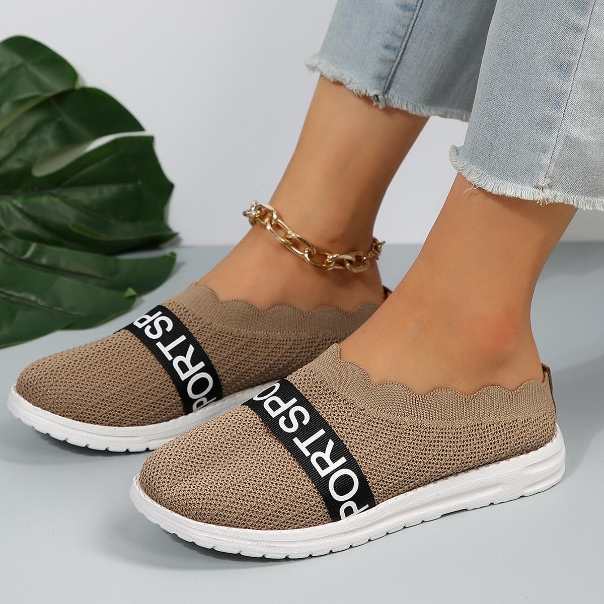 

Large size sports shoes 22 spring and autumn new flat-bottomed elastic band fly-woven lazy casual shoes 43 хакі