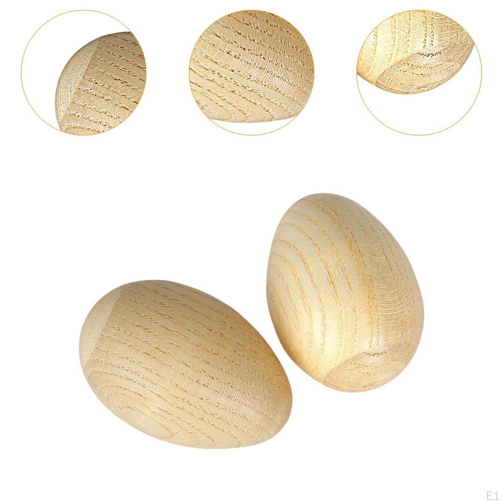 2 Pcs Wooden Egg Shaker Hand Instrument Compact Musical Toy Grinded