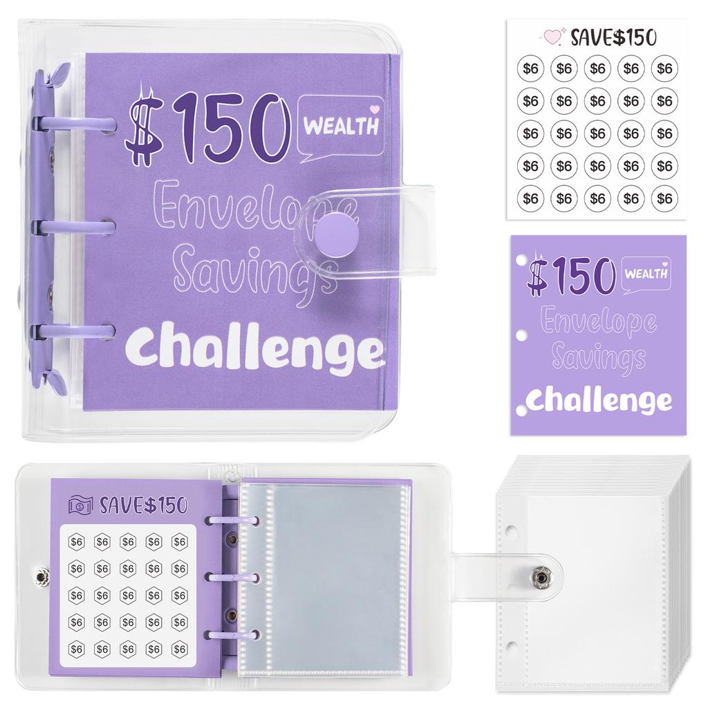 Mini PVC Binder Notebook - Save Money Fun Save Box, Children's Budget Book with Envelopes
