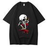 Unisex Casual Cotton Short Sleeve T Shirt Skull Skateboard Gothic Graphic Print Tee