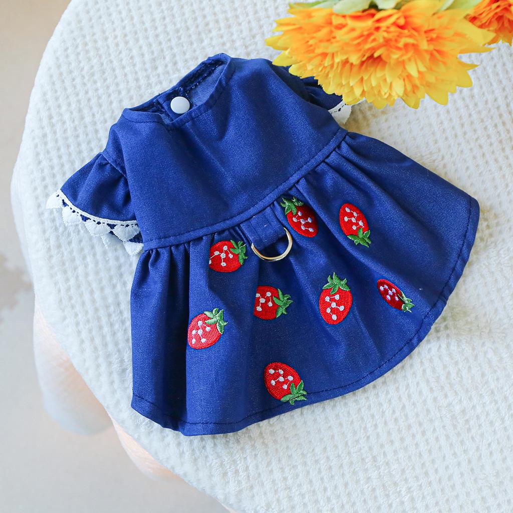 Dziewczęca Jeansowa Sukienka z Rozkloszowanymi Rękawami dla Psa Dżinsowa Kurtka z Kotem Niebieskie Ubranka dla Szczeniąt Małych Psów Ubranka dla Kotów Spódniczka Tortowa Ubranko dla Zwierząt