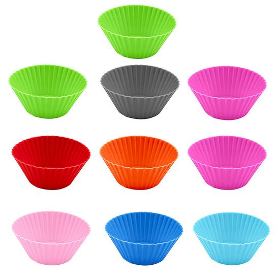 10 Pezzi Stampi per Muffin in Silicone Antiaderenti Stampo per Torta Qualità Alimentare Riutilizzabili Pirottini per Cupcake per Cuocere Pancake Caramelle Muffin