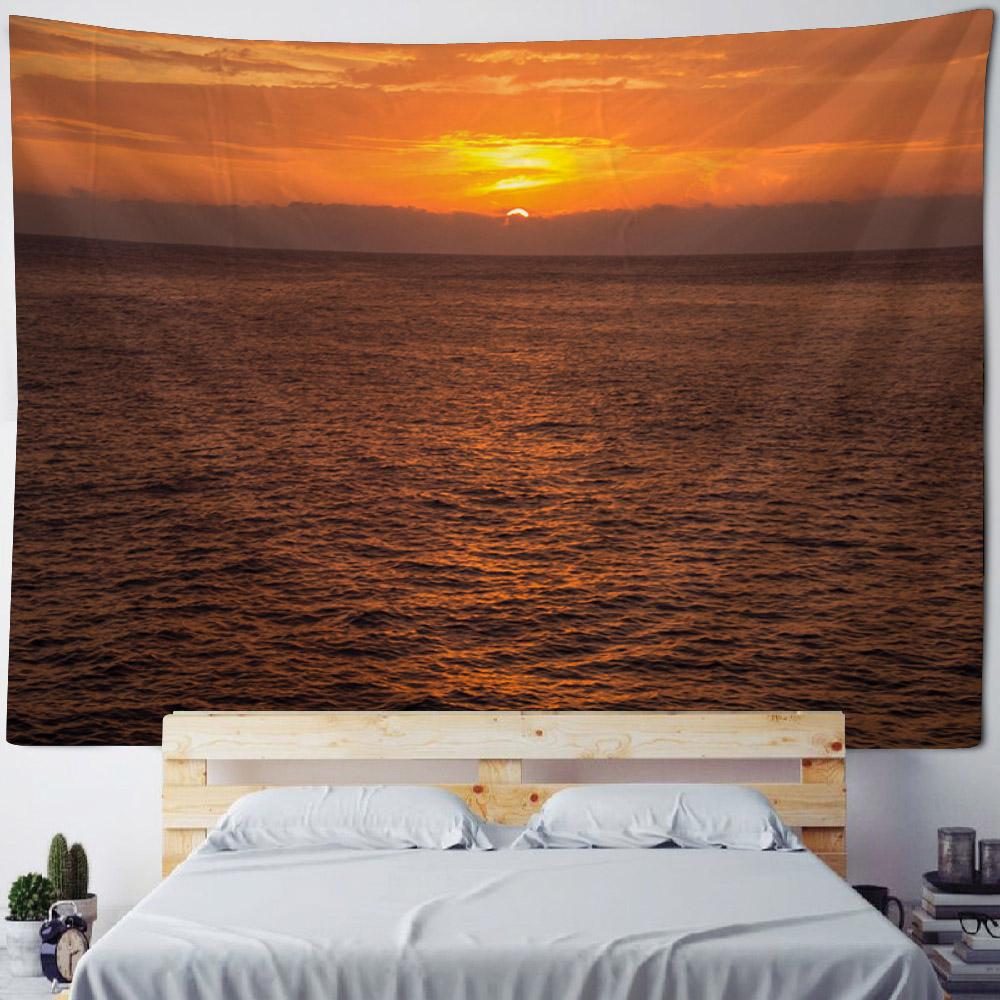 Sea view tapestry, sunrise and sunset wall hanging, aesthetic tapestry, home hanging cloth, living room, bedroom, art decoration