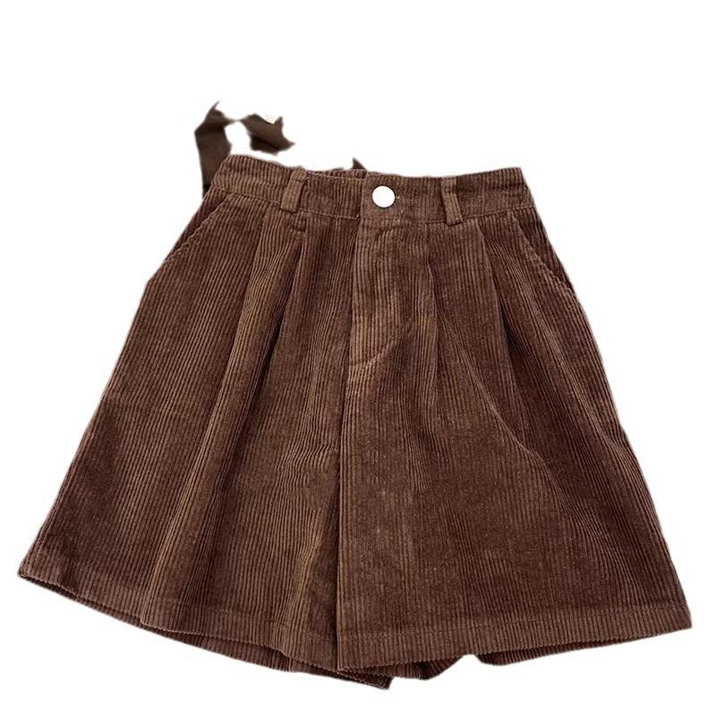 Japanese Retro Corduroy Wide-Leg Women's Shorts - Autumn/Winter 2026 Versatile Elegant Style