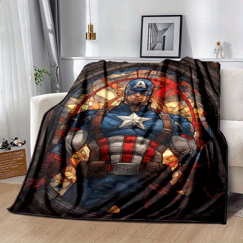 1pc Captain America Printing Blanket - Soft, All-Season Throw for Living Room, Bedroom,Personalized Gift with Adorable Cartoon Design