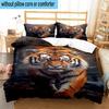 Tiger In The Snowstorm 3pcs Bedding,Including 1pc Duvet Cover And 2pcs Pillowcases Perfect for Christmas,Ideal for Bedroom, Dormitory