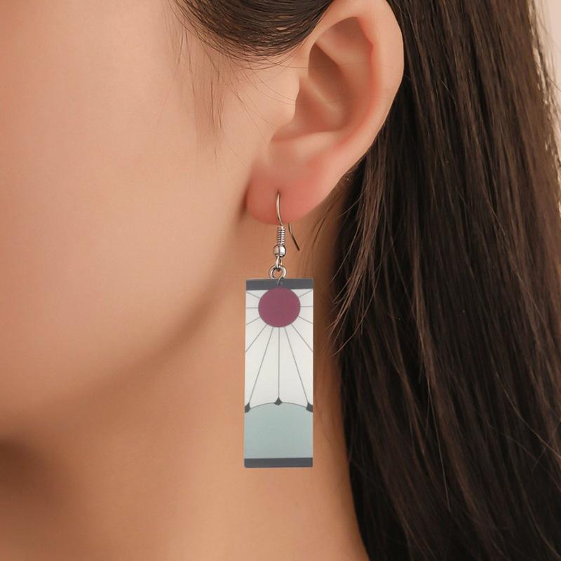 Fashion Anime Demon Slayer Kimetsu No Yaiba Blade of Ghost Earings Acrylic Drop Earrings For Women Men Jewelry Accessories Gift