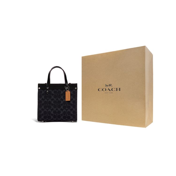 Coach Field 22 Classic Monogram Jacquard Buckle Closure Tote Bag Women tote Black CG091-LHDRJ