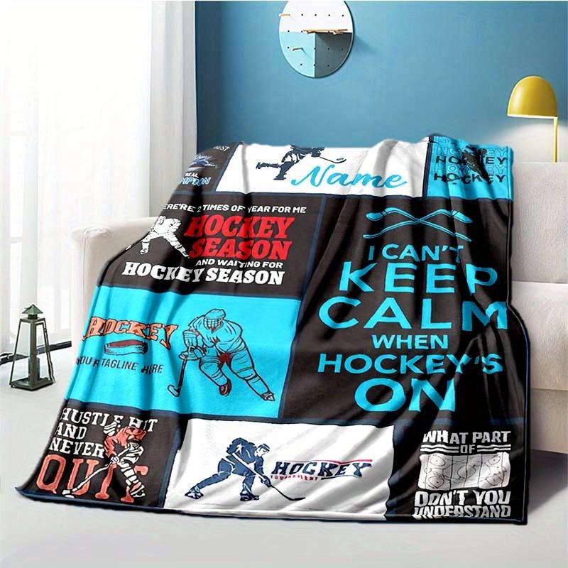 Hockey Customize Your Name Blanket Used For Chair Office Sofa Bed Camping Soft And Warm Giving Friends And Relatives Birthday Graduation Gift