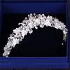 Trendy Rhinestone Pearl Crystal Crown Headband Flower Bride Hair Accessories Gold Crown Bride Wedding Crown Hair Accessories