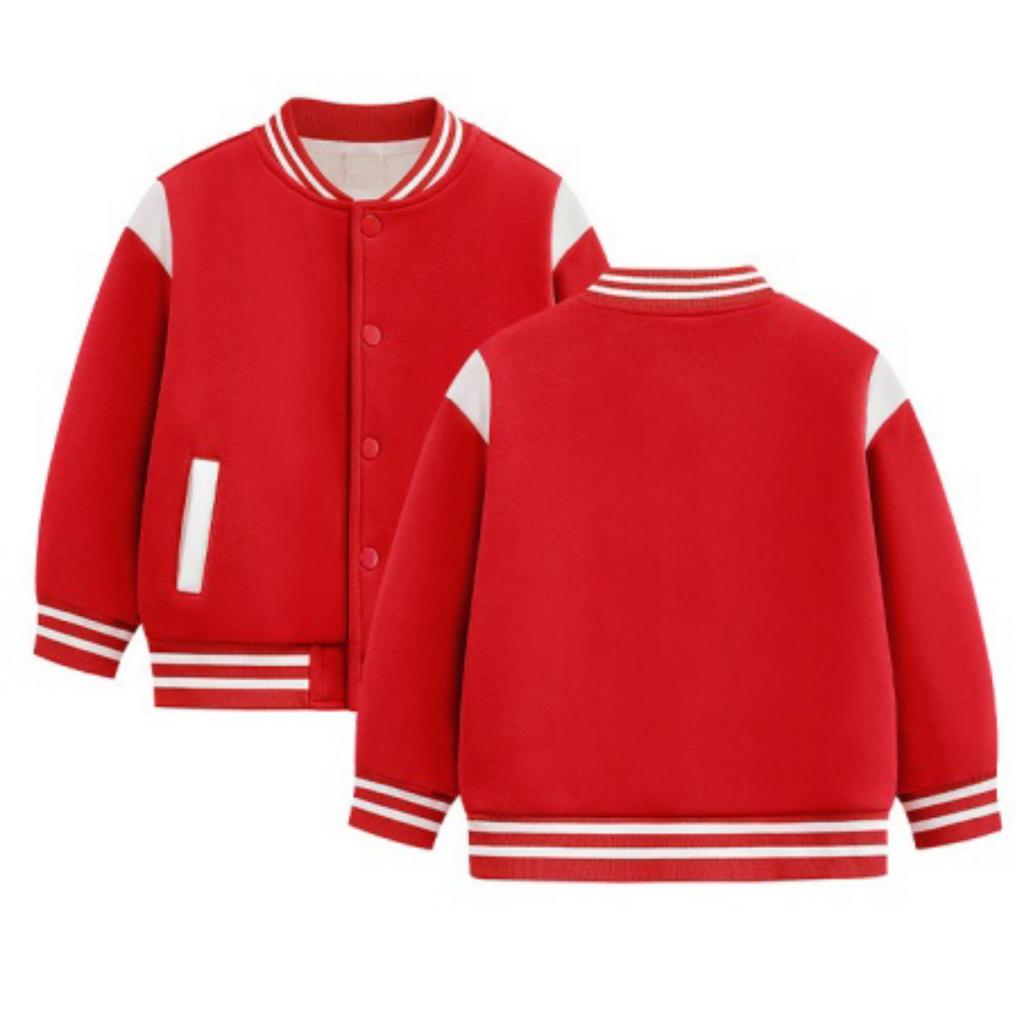 Kids Boys Girls Baseball Jacket Cardigan, Color Button Down Casual Outerwear for Spring and Fall