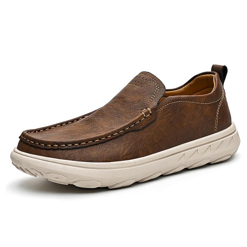 Men's Large Size Casual Leather Loafers - Trendy Slip-on Style