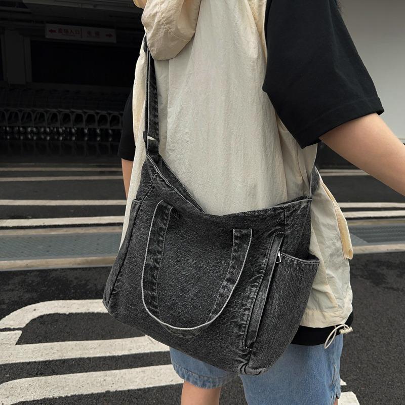Waschene Denim Sling Bag für Damen, Große Kapazität, Einzelne Schultertasche