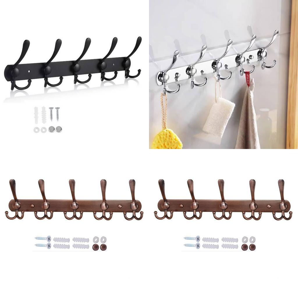 Modern Minimalist Wall Mount Heavy Duty Coat Hook With 5 Hooks For Bathroom And Hotel Doors