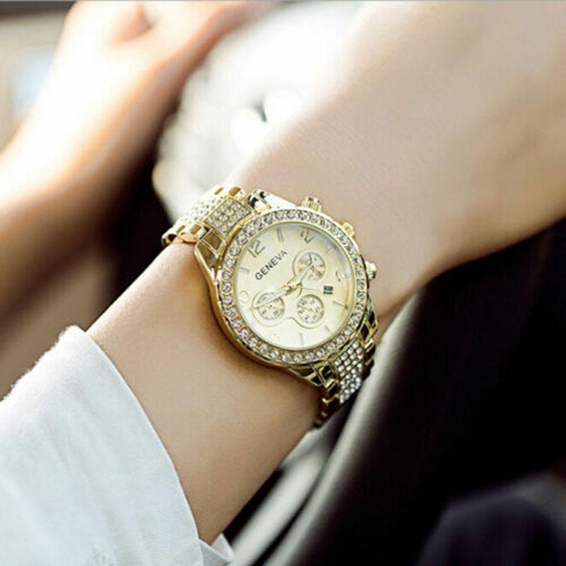 Stainless New 2019 Steel Luxury Women Crystal Quartz Analog Wrist Watch Fashion