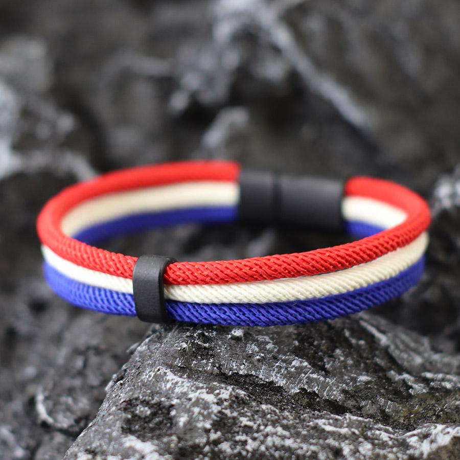 Nový tříbarevný náramek pro muže a ženy, barevně sladěný s vlajkou, pletený náramek, barevný třívrstvý sportovní jógový náramek na zápěstí, doplňky