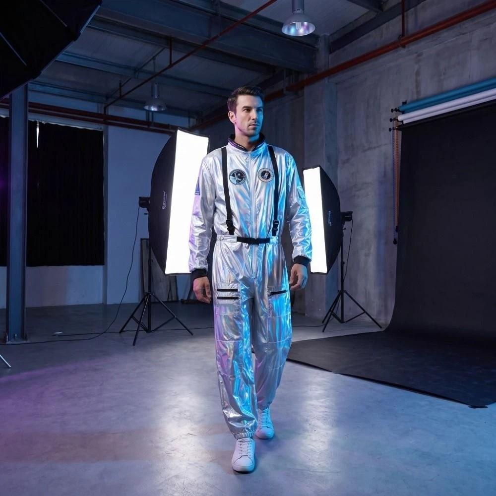 Dress Up Astronaut Costume Halloween Spaceman Jumpsuit Cosplay Outfit  Carnival Theme Party