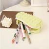 Cream Puff Pen Case Large Capacity Soft Solid Color Stationery Bag Pencil Case Fashionable and Simple Zipper Storage Clutch Bag