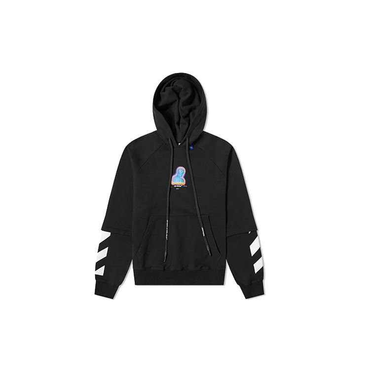 Off-White Thermo Double Sleeve Hoodie Black Men Tops OMBB051E19E300061088