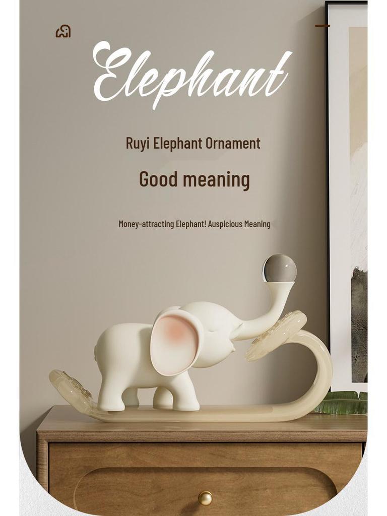 Auspicious Ruyi Elephant Ornament for Home, Office, and Wine Cabinet Decor