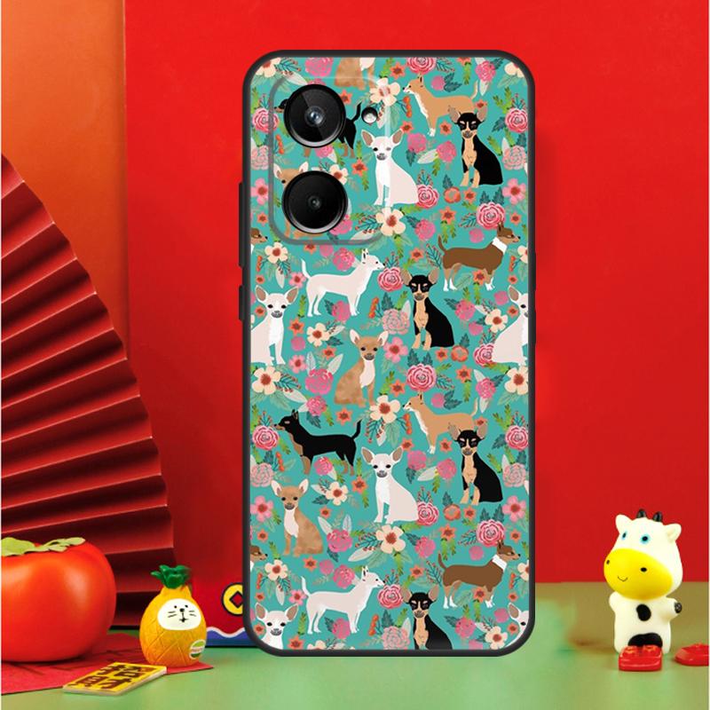 Chihuahua Face Floral Dog For Realme C35 C53 C55 C67 GT Neo 6 GT5 9 10 11 12 Pro Plus C25S C21Y C30 C31 C33 C51 Case