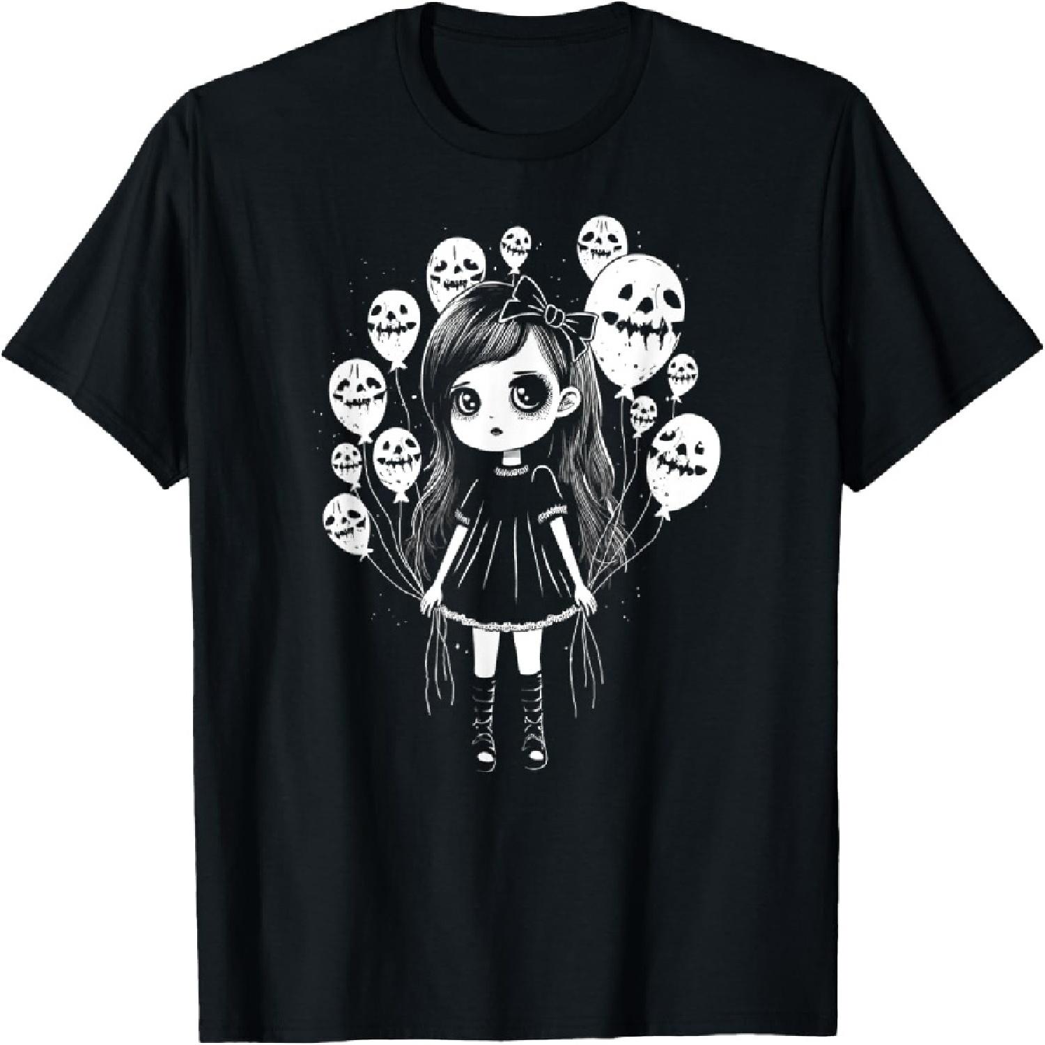 

Creepy Cute Punk Goth Grunge Girl With Skull Party Balloons T-Shirt XXXXXL різнокольоровий