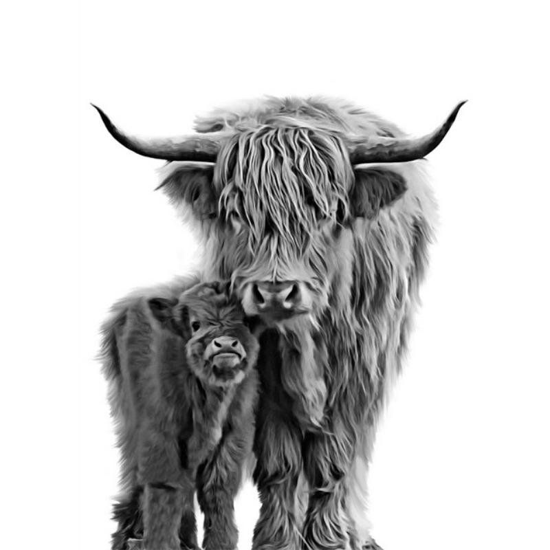 

Абстрактные милые картины на холсте с изображением коров Хайленд, акварельные постеры и принты с изображением коров Хайленд, настенные художественные картины для домашнего декора 21cm×30cm NoFrame