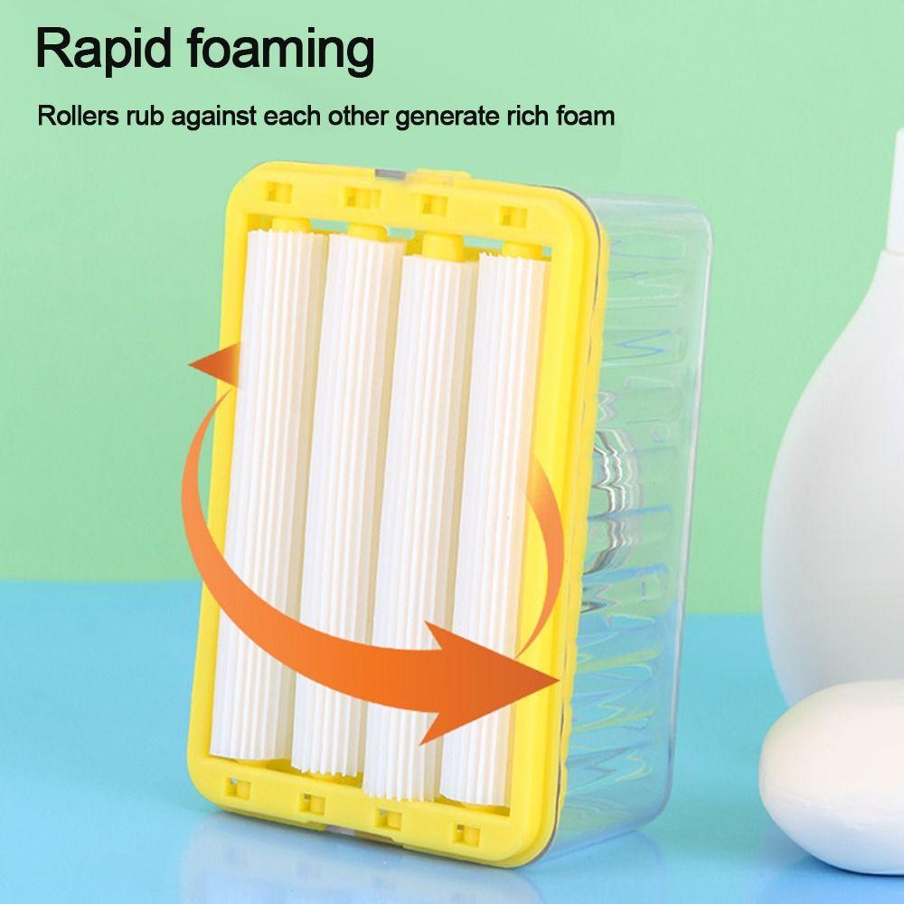 Hand Free Roller Type Scrubbing Soap Box Creative Foaming Double Layer Soap Holder Household Bathroom Multifunctional Soap Box
