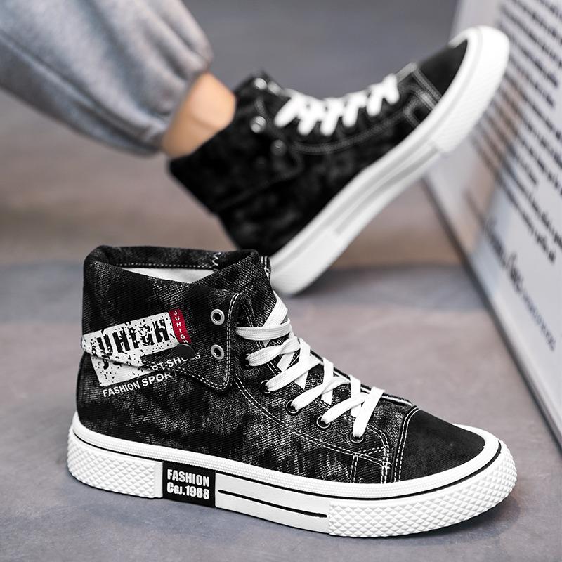 2024 Summer High Top Canvas Shoes Korean Edition Men's Shoes Trendy Student Shoes Board Shoes Breathable Versatile Shoes