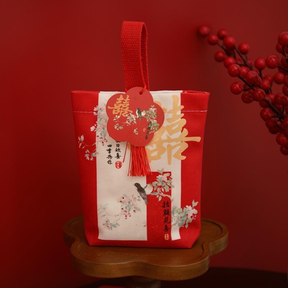 Flower Festive Sugar Bag Storage Korean Style Chinese Wedding Candy Bag Jewelry Packing Bag Drawstring Bow Wrist Hand Bag
