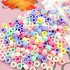200/500/1000pcs Rainbow Acrylic Craft Beads, Colored Circular Plastic Spacer Beads, Used for DIY Jewelry Craft To Make Necklaces and Rainbow Bracelets
